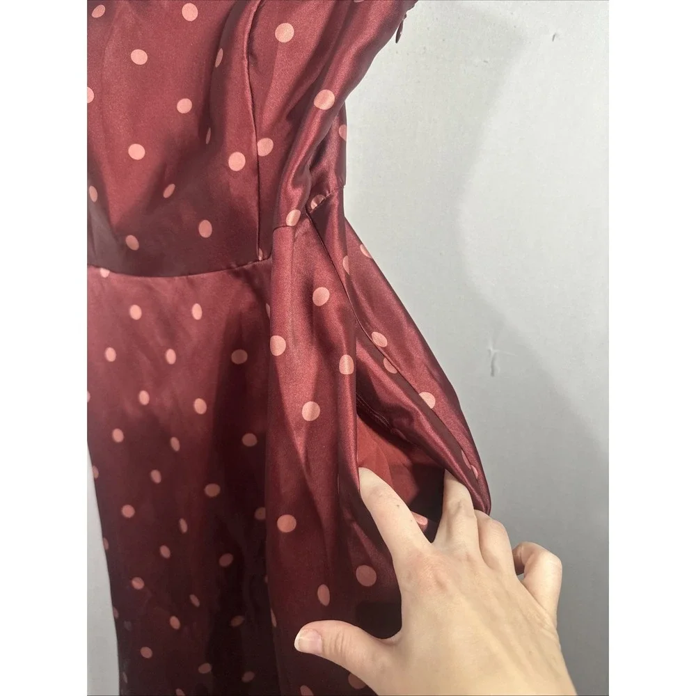 NEW $350 Hutch [ 4 ] Victoria Polka‎ Dot Strapless Gown in Pomegranate Red Q1297